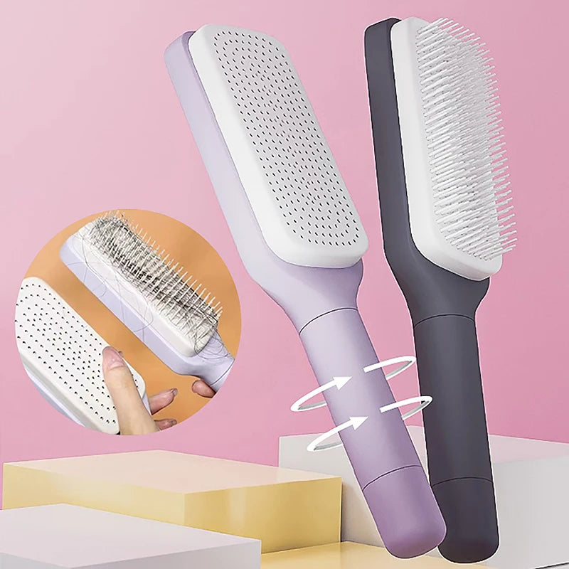 Brizzle Pro™ – 4-in-1 Self-Cleaning Hairbrush with Scalp Massage
